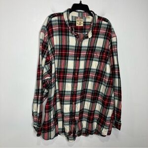 Red head Christmas paid flannel button down‎ shirt men’s size 4XL 100% cotton